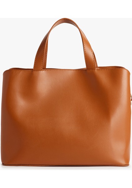 Suni Deri Bölmeli Saplı Askılı Tote Çanta