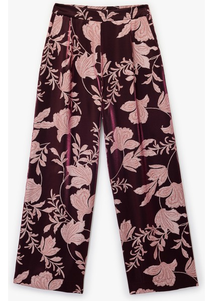 x Melis Ağazat - Cepli Geniş Paça Çiçekli Saten Palazzo Pantolon