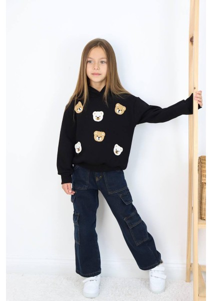 Kız Çocuk Jean Kargo Cepli Kot Pantolon Sweatshirtli Takım fırsatları
