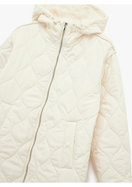 Uzun Kollu Cepli Fermuarlı Kapüşonlu Kapitone Mont modelleri