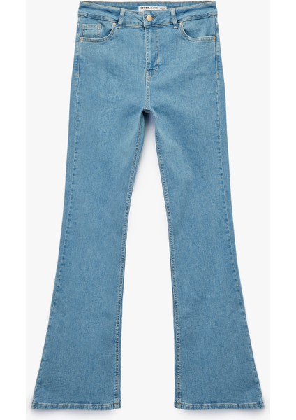 Dar Kalıp Pamuklu Yüksek Bel Ispanyol Paça Jean Pantolon - Flare Jeans modelleri