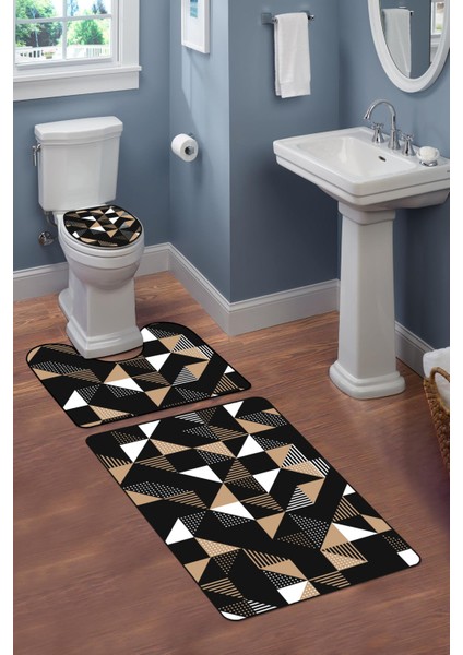 Modern Desenli 3'lü Banyo Paspas Takımı – Yıkanabilir Kaymaz Tabanlı Klozet Takımı KLZ0016 fiyatları
