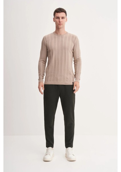 Erkek Slim Fit Viskon Kumaş Premium Bisiklet Yaka Kazak