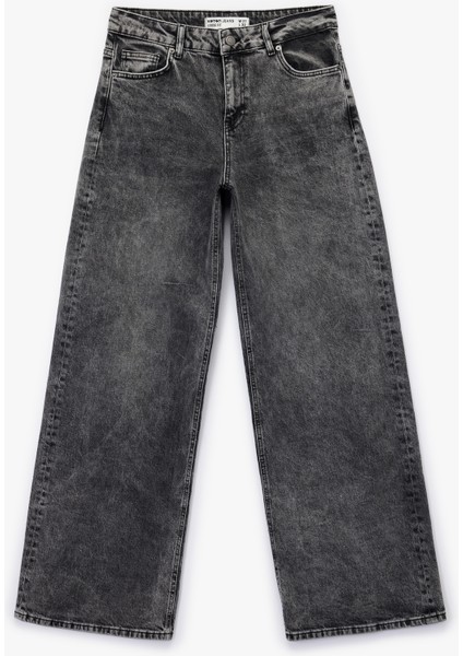 Pamuklu Bol Kalıp Düğmeli Cepli Yıkamalı Jean Pantolon - Loose Straight Fit Jean modelleri