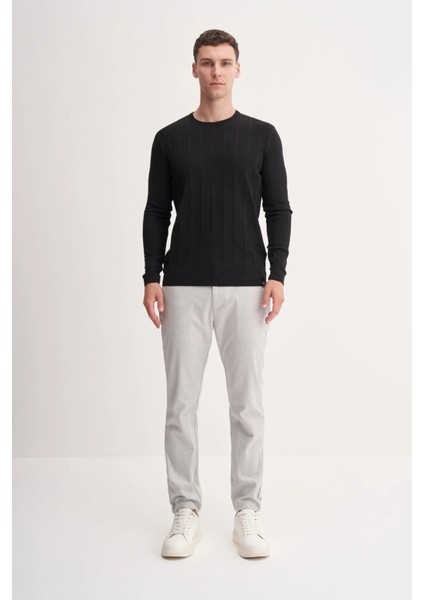 Erkek Slim Fit Viskon Kumaş Premium Bisiklet Yaka Kazak