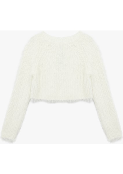 Bisiklet Yaka Uzun Kollu Peluş Crop Kazak fiyatları