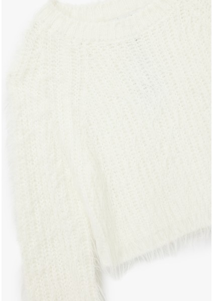 Bisiklet Yaka Uzun Kollu Peluş Crop Kazak modelleri