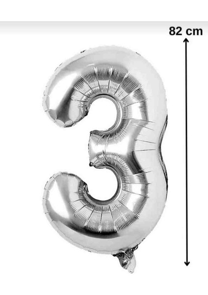 1 Rakam Balon Gümüş Renk Folyo Balon 82 cm 34 Inç Helyum Balon 1 Yaş Balon Gümüş 1 Sayı