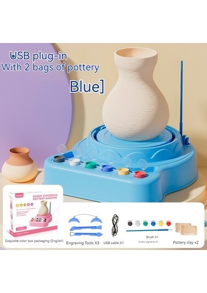 Çocuk Çömlek Makinesi Oyuncak Seti Diy Boyalı Çizim Çömlek Makinesi (Yurt Dışından)