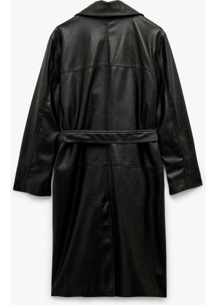 Düğmeli Kruvaze Yaka Uzun Trençkot indirimleri