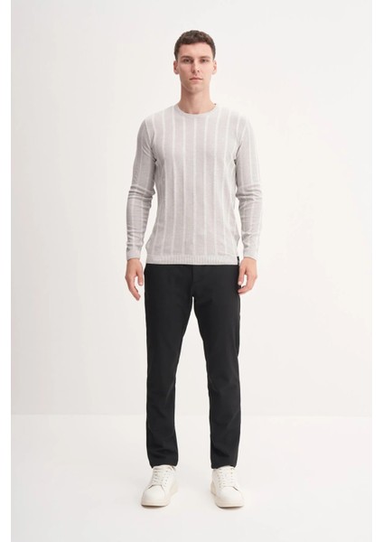 Erkek Slim Fit Viskon Kumaş Premium Bisiklet Yaka Kazak