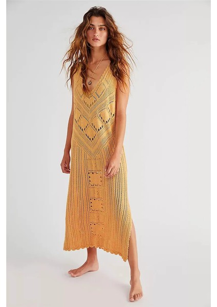 Tcherchı Kadınlar Için Vintage Örgü Mayo Kapak Üzeri Kaftan Bohem Katı Kimono (Yurt Dışından)
