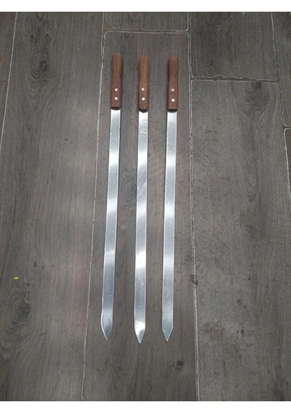 Ağaç Saplı Paslanmaz Adana Şiş Kısa 6 Adet