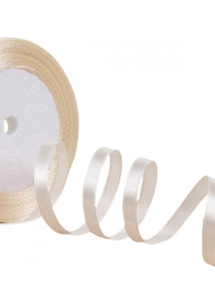 Saten Kurdele 1 cm 10 Metre Ekru