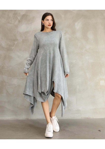 Etnik Bohem ve Otantik Tarz Antik Boyama Standart Beden % Yüz Pamuk Triko Elbise