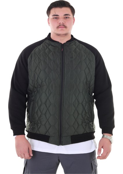 Erkek Büyük Beden 120 KILO-158 Kilo Arası Için Uygun Dik Yaka Parçalı Mevsimlik Hafif Mont