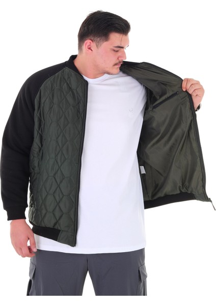 Erkek Büyük Beden 120 KILO-158 Kilo Arası Için Uygun Dik Yaka Parçalı Mevsimlik Hafif Mont