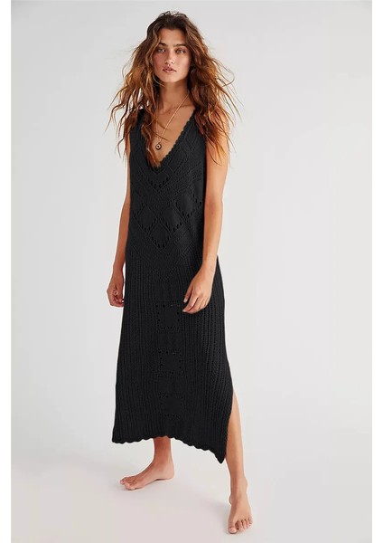 Tcherchı Kadınlar Için Vintage Örgü Mayo Kapak Üzeri Kaftan Bohem Katı Kimono (Yurt Dışından)
