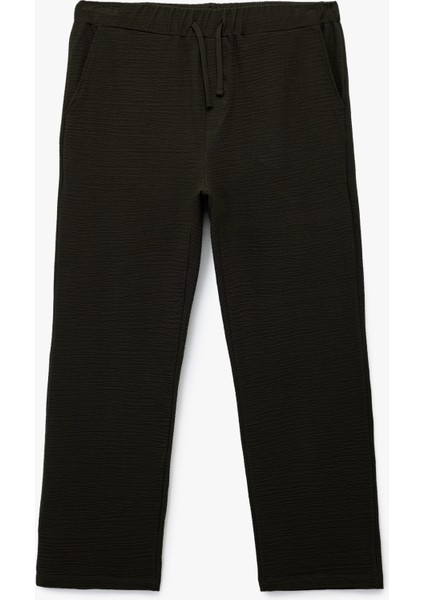 Pamuklu Dokulu Cep Detaylı Beli Bağcıklı Eşofman Altı