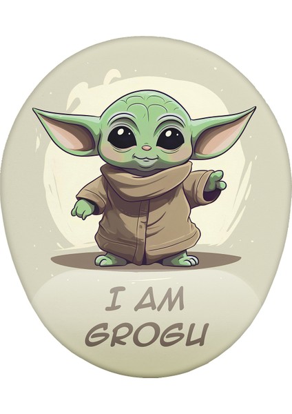 I Am Grogu Kaymaz Buruşmaz Kırılmaz Bilek Destekli Mouse Pad