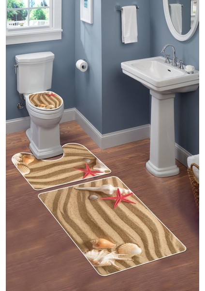 Modern Desenli 3'lü Banyo Paspas Takımı – Yıkanabilir Kaymaz Tabanlı Klozet Takımı KLZ0011 fiyatları