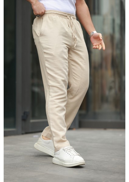 Keten Bağcıklı Jogger Pantolon