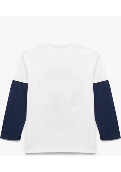 Pamuklu Bisiklet Yaka Uzun Kollu Baskılı Tişört fiyatları