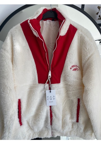 Polar Sherpa Bloklu Fermuarlı Mont – Kırmızı & Ekru fiyatları