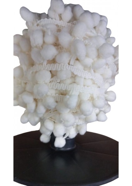 Sıralı Ponpon 1 Metre Krem