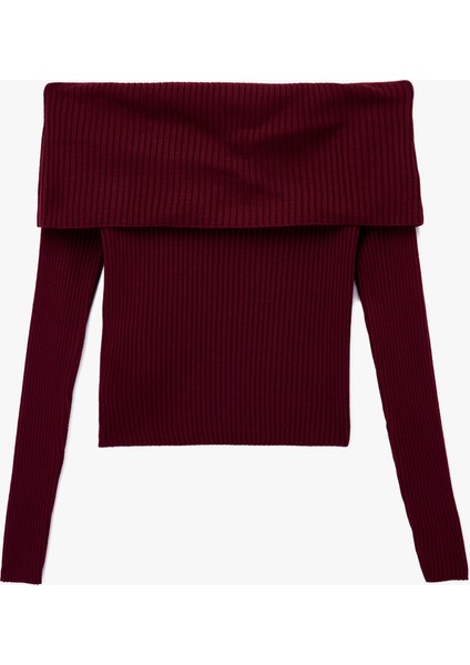 Uzun Kollu Omzu Açık Slim Fit Triko Kazak fırsatları