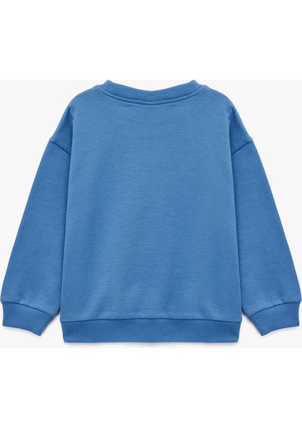 Baskılı Uzun Kollu Bisiklet Yaka Pamuklu Sweatshirt fiyatları