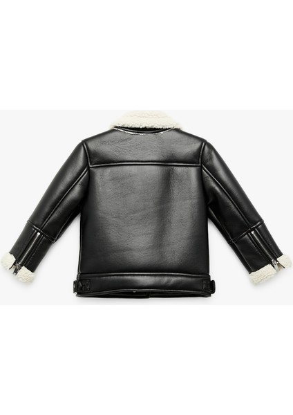 Uzun Kollu Kruvaze Yaka Suni Deri Biker Ceket fiyatları