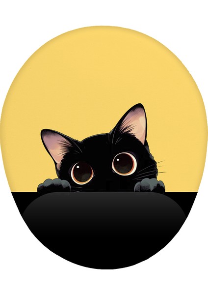 Renkli Kedi Tasarım Kaymaz Buruşmaz Kırılmaz Bilek Destekli Mouse Pad