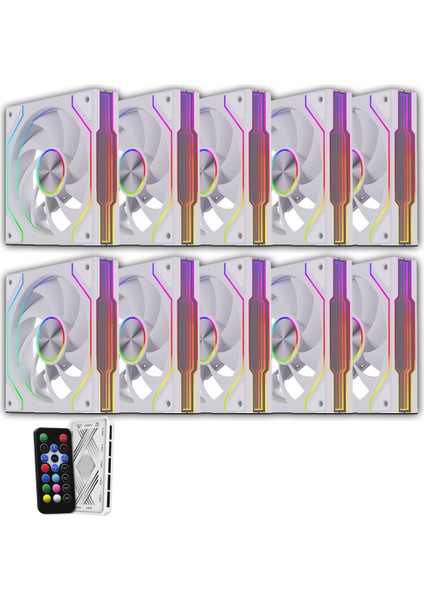 Fresh X1 10'lu Set Kumandalı Argb 120MM Kasa Fanı 6 Pin Beyaz