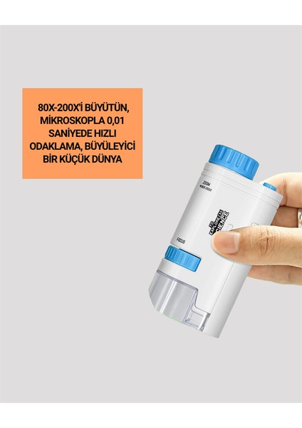 Sepetim LED Aydınlatmalı 80–200 Kat Büyütmeli Cep Mikroskop fiyatları