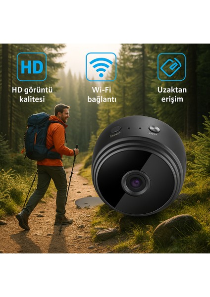Kablosuz Mini Outdoor Kamera Hd 1080P Wi-Fi Bağlantılı Kamp ve Seyahat Kamerası