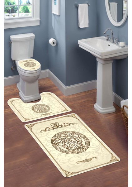 Modern Desenli 3'lü Banyo Paspas Takımı – Yıkanabilir Kaymaz Tabanlı Klozet Takımı KLZ0049 fiyatları