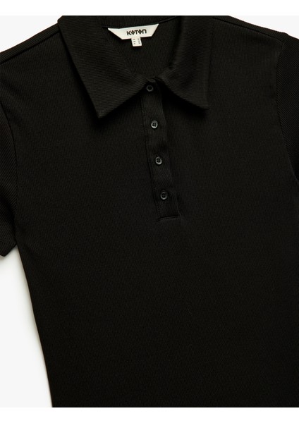 Pamuklu Düğmeli Kısa Kollu Mini Polo Yaka Elbise indirimleri