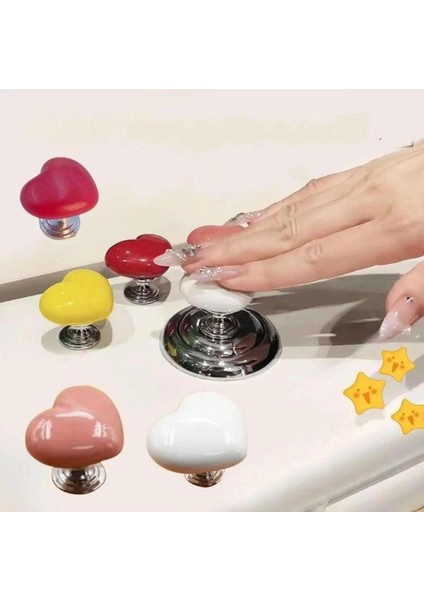 2 Adet Klozet Basma Buton Düğmesi Kulp, Kalp Klozet Kapağı Kulbu Şifon Tuşu