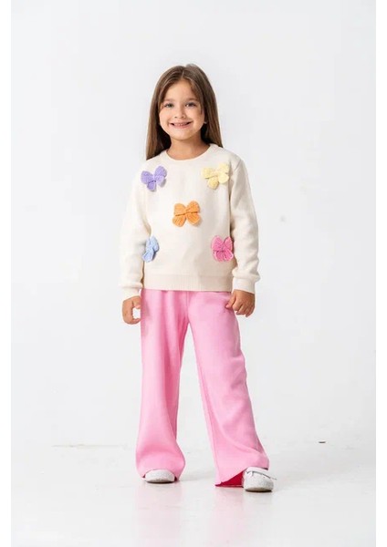 Kız Kelebek Detaylı Triko Takım