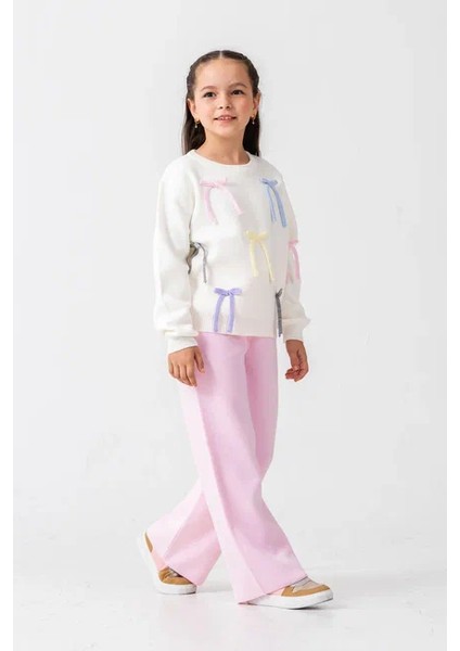 Kız Ip Fiyonk Detaylı Triko Takım modelleri