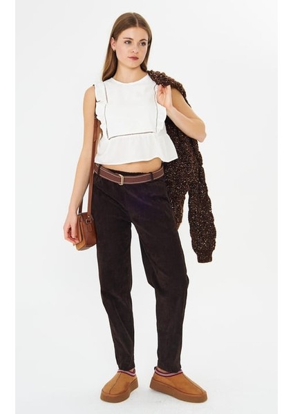 Fırfırlı Top Kolsuz Triko Beyaz fiyatları