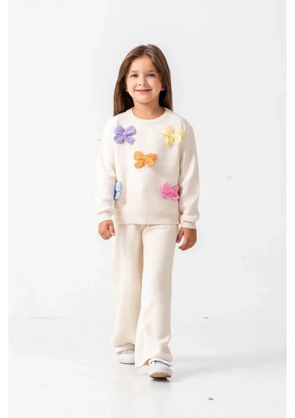 Kız Kelebek Detaylı Triko Takım