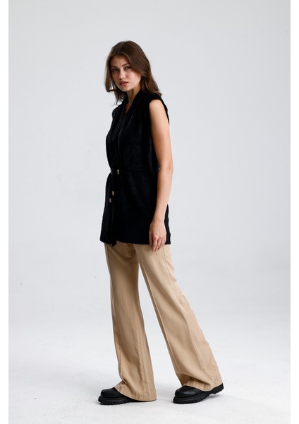 Şal Yaka Stoperli Yelek