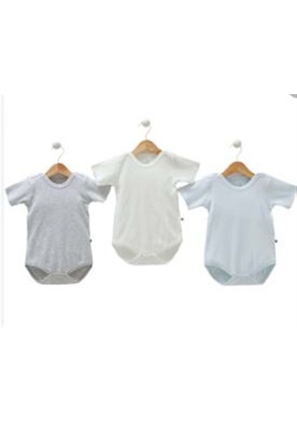 Renkli Erkek Bebek Body 3 Lü - Caramell - Mavi - 9-12 Ay