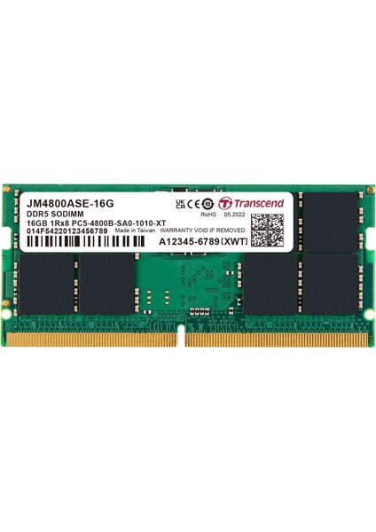 16GB(1X16GB) 4800MHZ Sodımm CL40 Ddr5 Notebook Ram (JM4800ASE-16G)
