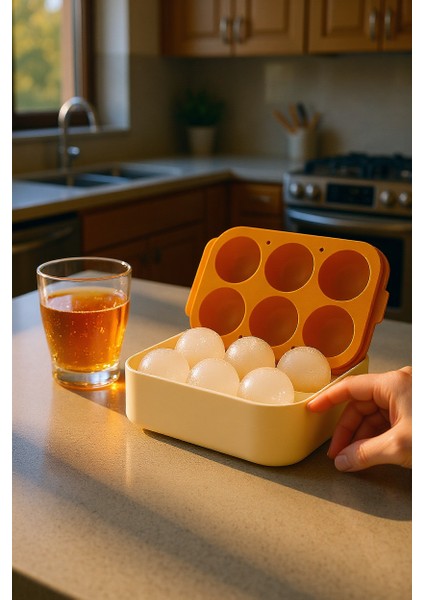 6’lı Turuncu Silikon Yuvarlak Buz Kalıbı – Kahve, Içecek, Kokteyller Için Yuvarlak Buz Kalıbı fiyatları