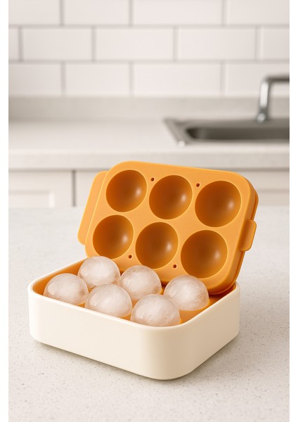 6’lı Turuncu Silikon Yuvarlak Buz Kalıbı – Kahve, Içecek, Kokteyller Için Yuvarlak Buz Kalıbı indirimleri