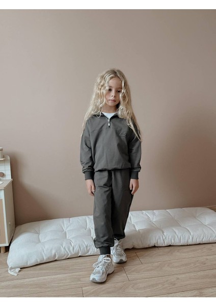 Kız Çocuk Half Zip Femuarlı Sweatshirt Kışlık Eşofman Takım fiyatları