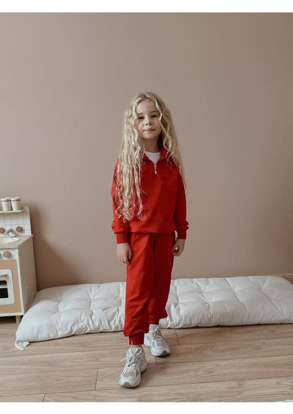 Kız Çocuk Half Zip Femuarlı Sweatshirt Kışlık Eşofman Takım fiyatları